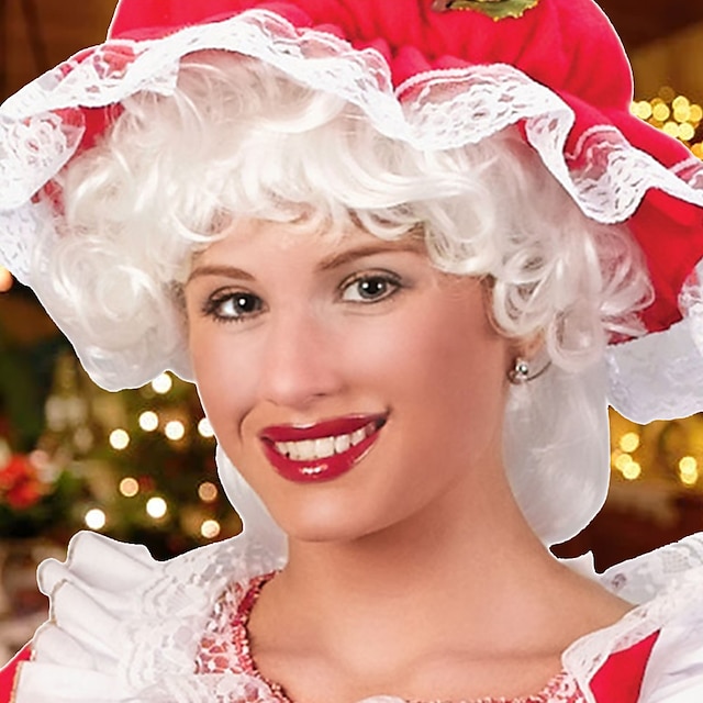  Christmas Party wigs Mrs. Santa Claus Curly Christmas Wig Women Costume Accessory - One Size