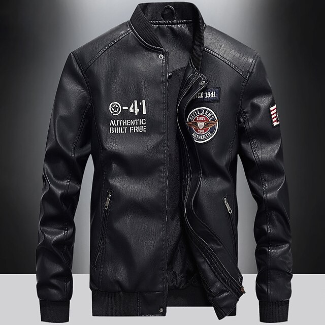 Blouson Moto Homme Simili Cuir - Style Vintage, Doublure Sherpa, Parfait Mi-saison