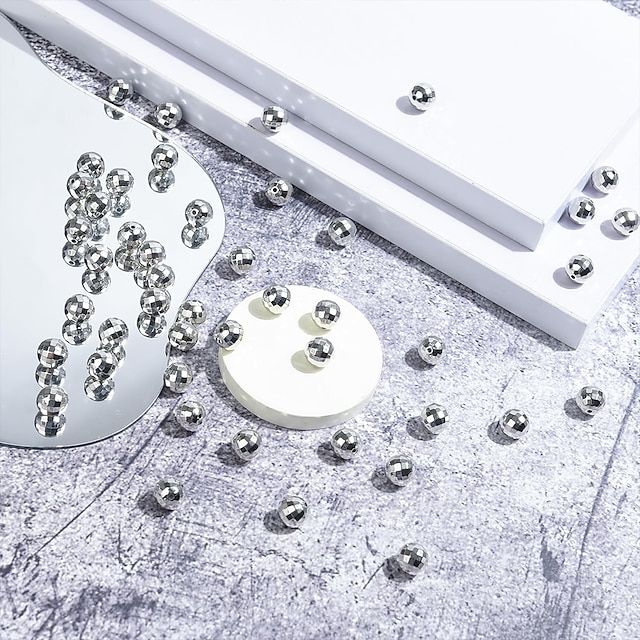  30 stk sølv fasetterte runde perler disco ball perler akryl ccb perler gjør det selv håndlagde øresmykker mobiltelefon kjede tilbehør materiale