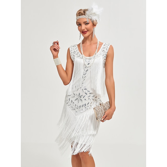  Ordító 20-as évek 1920-as évek vakációs ruha Koktélruha Flapper ruha Ruhák Álarcosbál A nagy Gatsby Charleston Női Flitter Rojt Újév Esküvő Esküvői vendég Buli / Este Ruha