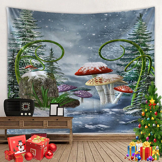 Merry Christmas Hanging Tapestry Xmas Wall Art Large Tapestry Mural ...