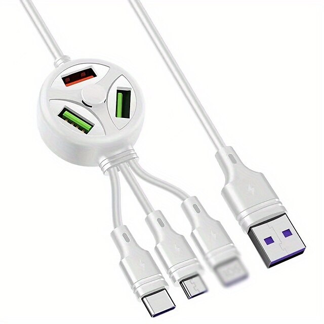 le nouveau hub six-en-un avec trois câbles de données de charge d'extension USB peut être inséré dans un disque U câble de chargement de téléphone portable 3 équipements de chargement de téléphone