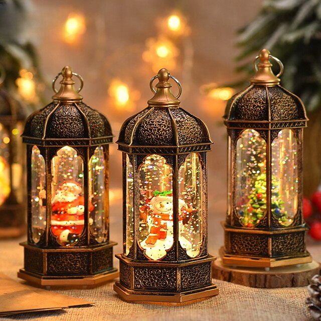 Christmas Lantern Rotating Scene Musical Christmas Snow Globe Lantern