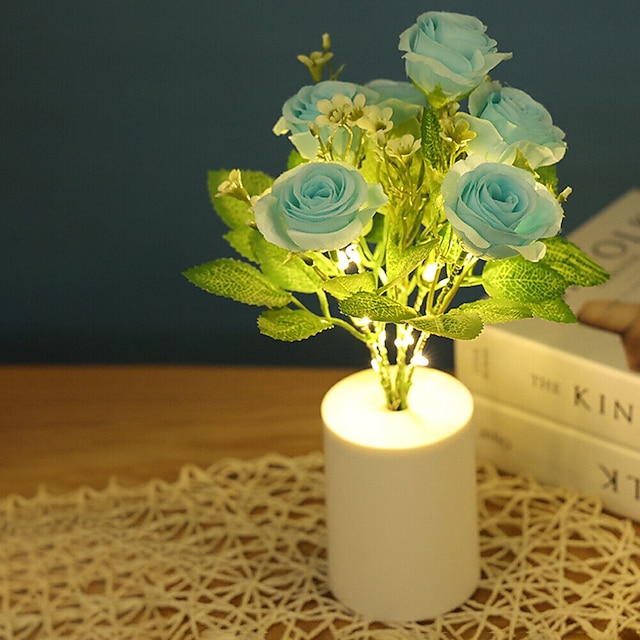  Rose veilleuse créative simulation bouquet de fleurs led bougie lumière chambre chevet atmosphère lumière noël décorations pour la maison décor de table