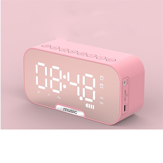  border Creative Digital Electronic Clock LED Mirror Double Alarm Wireless Speaker Music Alarm Clock