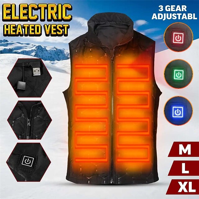 4 Heated Vest Zones Electric Heated Jackets Men Women Sportswear Heated