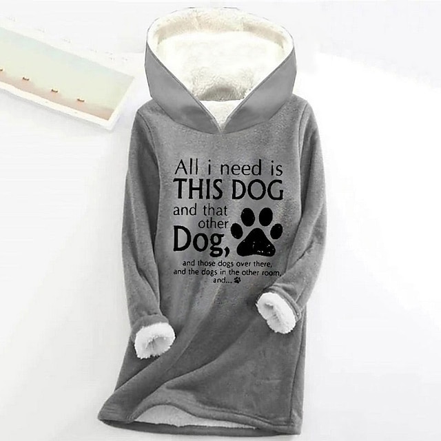  Women's Hoodie Sweatshirt Pullover Sherpa Letter Casual Sports Print Warm Fuzzy Comfrt Hoodie Long Sleeve Top Micro-elastic Fall & Winter Comfrt Breathable Soft Fabric