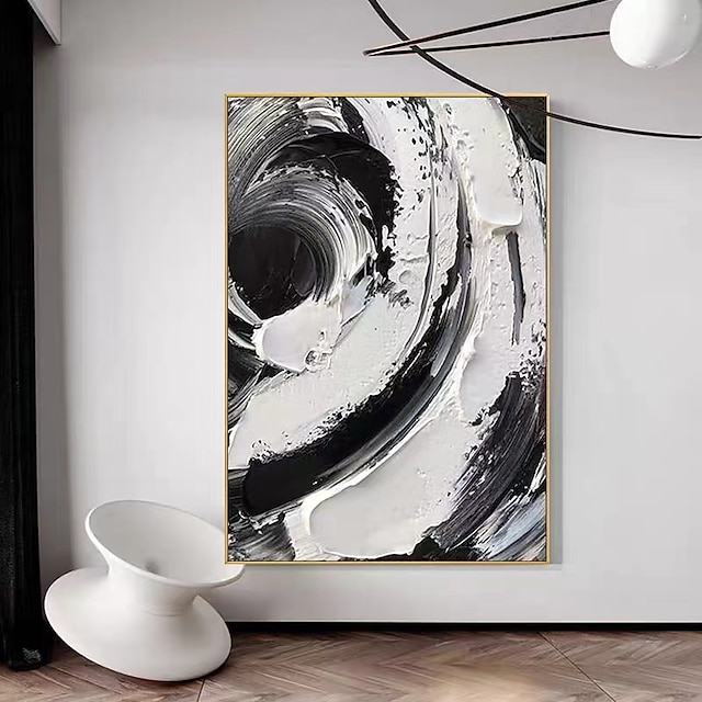  jednoduchá tlustá textura plátno abstraktní černobílé umění malba velký nástěnný obraz do ložnice zakázková umělecká díla srolované plátno (bez rámu)