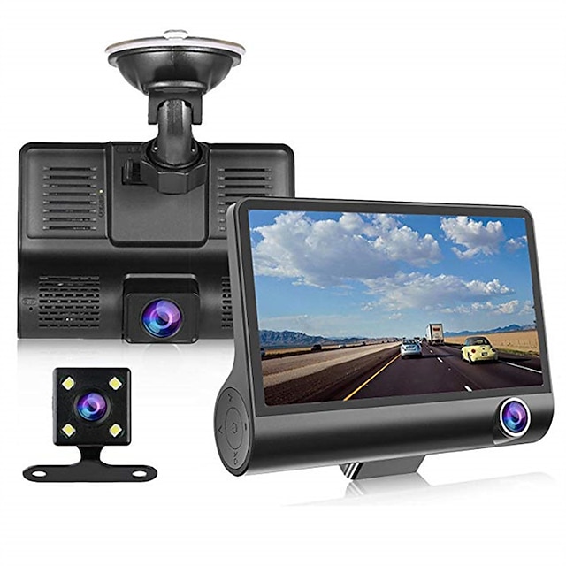  H35 1080p Nouveau design / avec caméra arrière / Enregistrement automatique de démarrage DVR de voiture 170 Degrés Grand angle 4 pouce IPS Dash Cam avec Vision nocturne / Détection de Mouvement