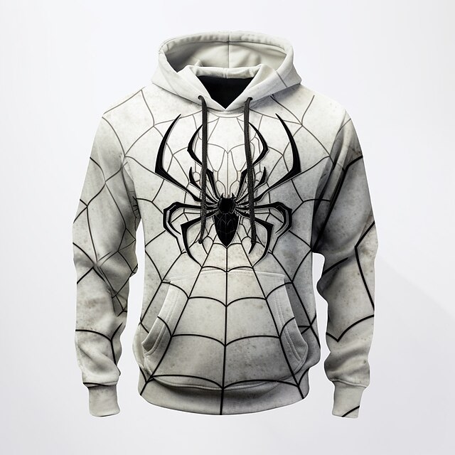 Men's Graphic Spiders Spider web Hoodie Hoodies Sweatshirt Fashion Daily Long Sleeve Hooded Vacation Sports Outdoor Holiday White Red Print Front Pocket Spring & Fall Designer 5