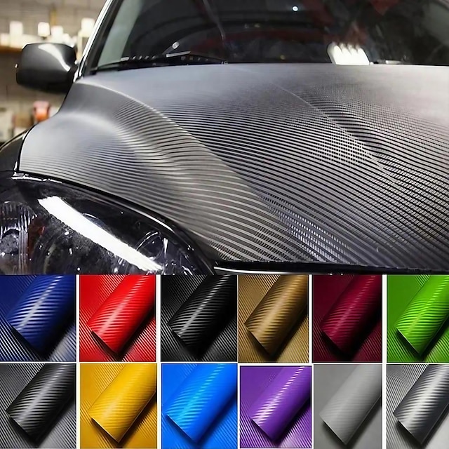  2pcs-3D Carbon Fiber Car Stickers Roll Film Wrap DIY Car Motorcycle Styling Decoration Vinyl Colorful Decal Laptop Skin Phone Cover 30*127CM