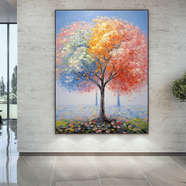 käsikaveri öljymaalaus kangasseinä taide koristelu impressio veitsi maalaus maisema puu kodin sisustukseen rullattu kehyksetön venyttämätön maalaus