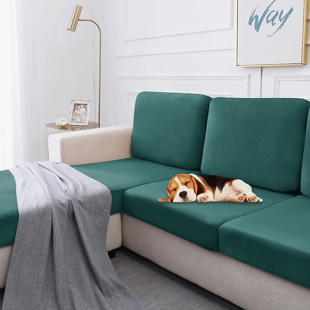  Capa de almofada de veludo elástico de 1 peça para sofá capa de almofada de pelúcia para cadeira protetora de móveis almofada de assento capa de sofá com fundo elástico lavável