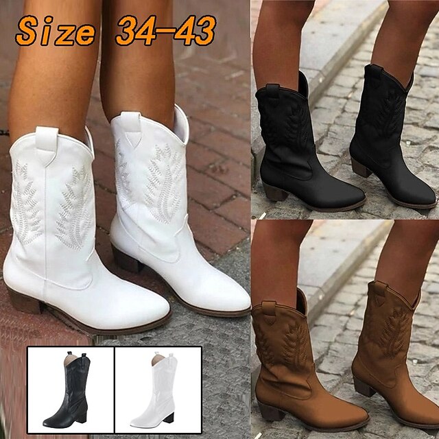 Women's Boots Cowboy Boots Plus Size Cowgirl Boots Outdoor Daily Floral