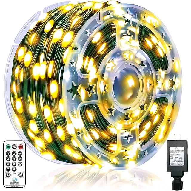  328フィート 100m フレキシブル LED ストリングライト IP67 防水ストリップ クリスマス ストリングライト 1000 LED 温白色 クリエイティブ ストリングライト ホリデーライト パーティー ホリデー ウェディング 29V