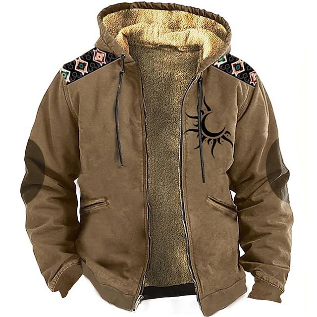 Mens Graphic Hoodie Tribal Prints Daily Ethnic Classic 3D Jacket Fleece ...