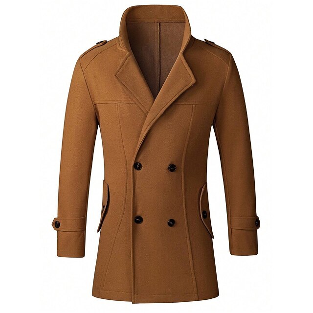 Men's Winter Coat Peacoat Trench Coat Outdoor Daily Wear Fall & Winter