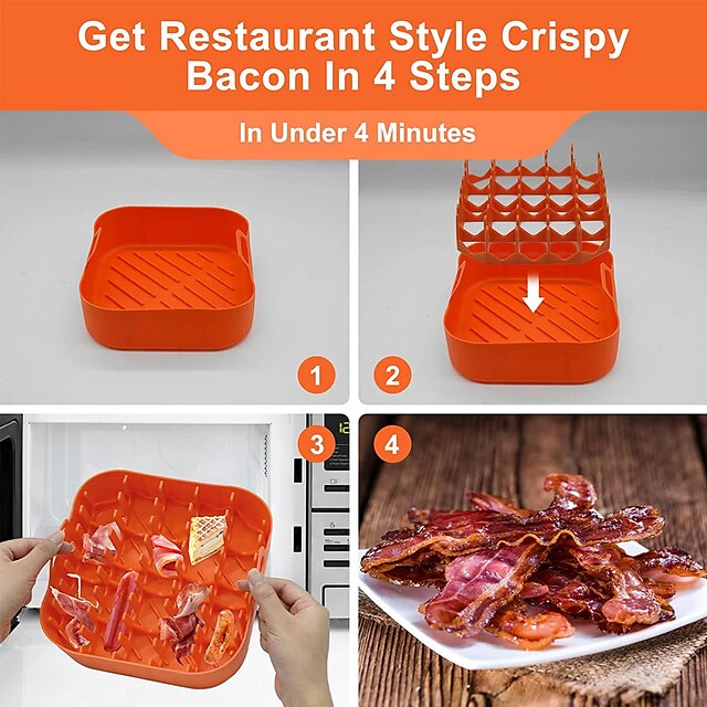 Red Square Silicone Air Fryer Grill, Hot Dog Rack, Bacon Rack