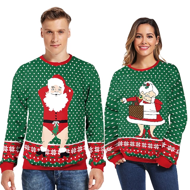  Karácsony Mikulás Pulóver Pullover Vicces karácsonyi pulóver 3D nyomtatás Vicces Kompatibilitás Páros Férfi Női Felnőttek Karácsony Farsang Újév 3D nyomtatás Parti Alkalmi / Napi