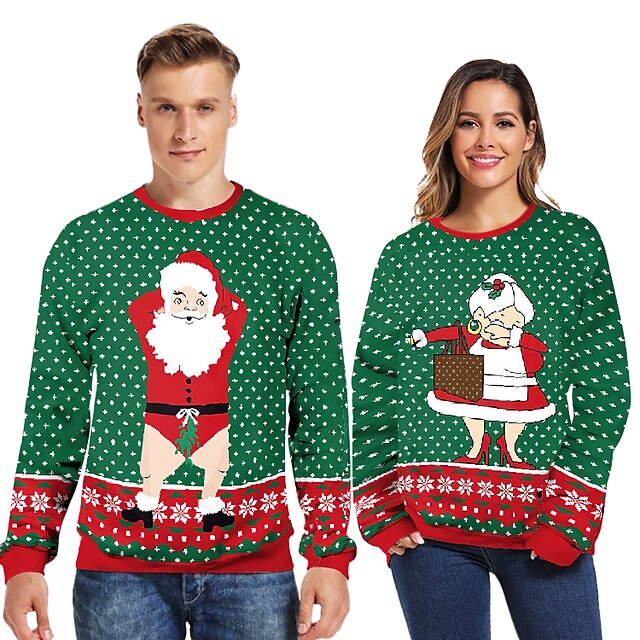 Santa Claus Ugly Christmas Sweatshirt Cat Dog Funny Top For Men's Women's Couple's Adults' 3D Print Party Casual Daily4