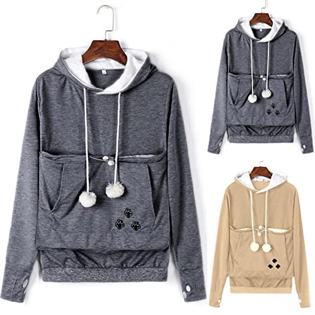 Women Novelty Hoodie Pet Pouch Hoodies Dog Cat Holder Coat Hooded Tops