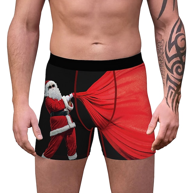  Christmas Gift Boxer Briefs Underwear Men's Christmas Christmas Carnival Masquerade Christmas Eve Adults Party Christmas Polyester