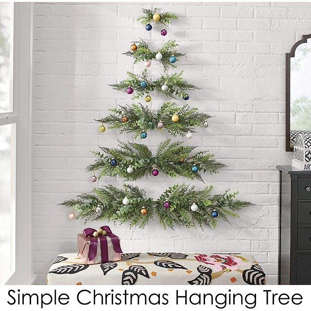 Wall Christmas Tree with Decorative Balls, Mini DIY Half Christmas Tree