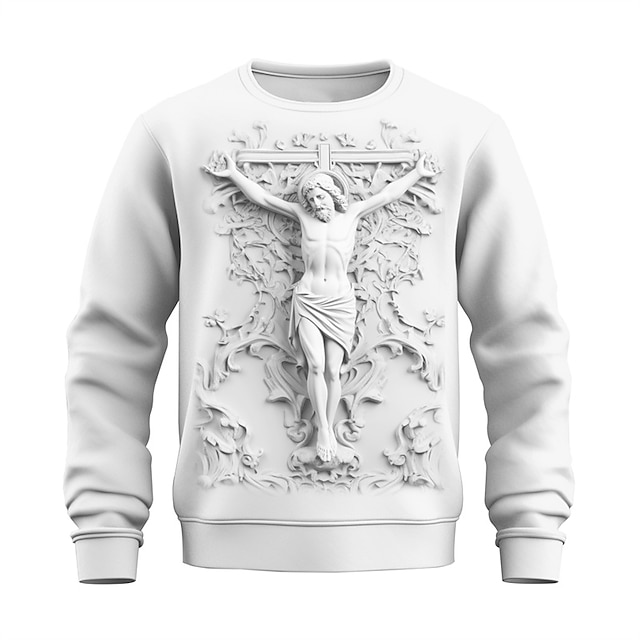  Herr Grafisk Jesus Tro Tröjor Pullover-tröja Långärmad Tröja Rund hals Mode Dagligen Ledigt 3D-tryck Semester Helgdag Utekväll Mönster Vår & Höst