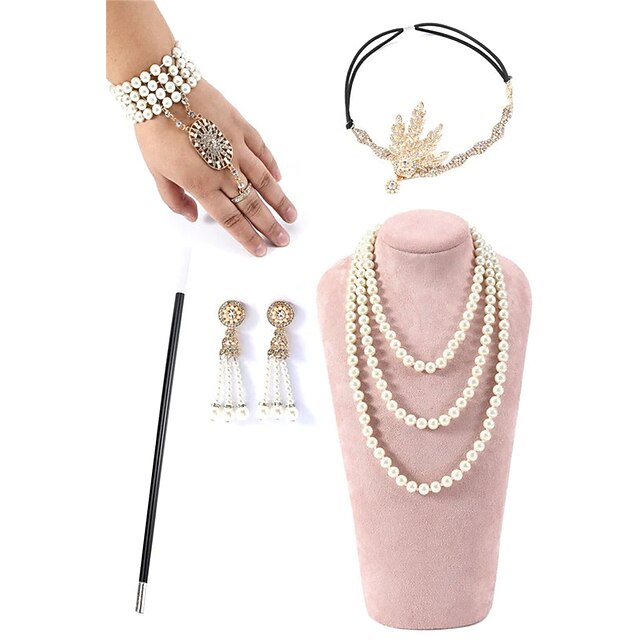 1920s Sequined Flapper Dress Costume Set With Headband & Accessories - Great Gatsby Party Outfit