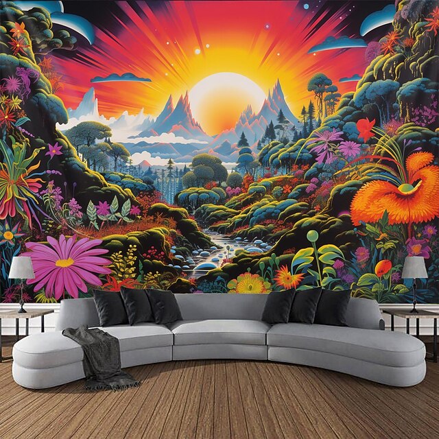 Poster/Tapestry Géant Réactif Aux UV (lumière Noire) - Paysage Psychédélique - 60x90cm Env. - NEUF