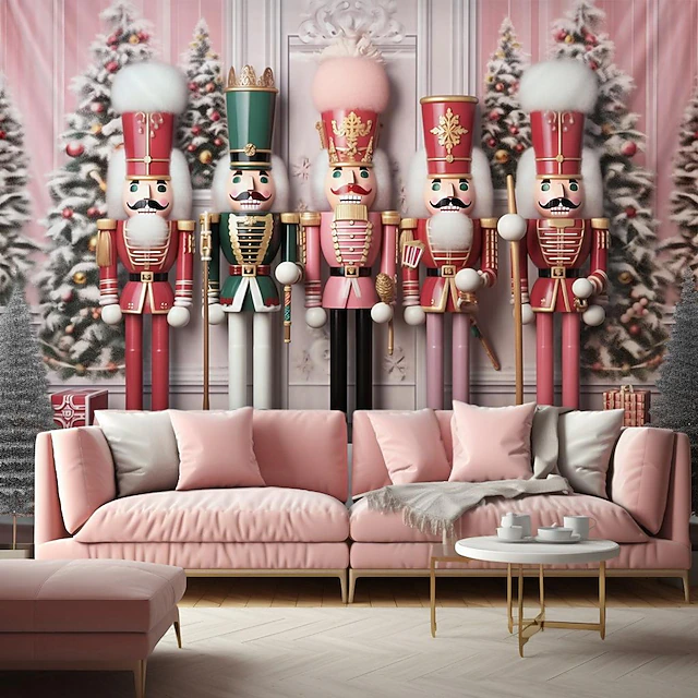 Christmas Decorations Nutcrackers Hanging Tapestry Wall Art Xmas Large Tapestry Mural Decor Photograph Backdrop Blanket Curtain Home Bedroom Living Room Decoration 9