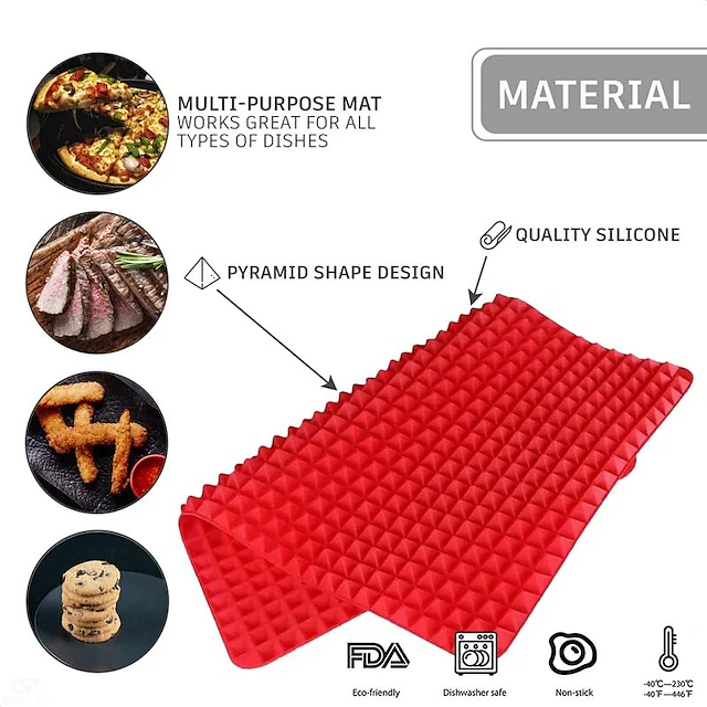 Cooking Mat 1pc Non-Stick Silicone Pyramid Cooking Mat for Baking, Microwave Oven ...