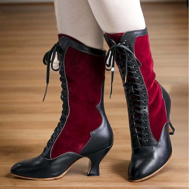  Naisten Bootsit Bullock kengät Pluskoko Korkokengät Juhla Joulu joulu Kirjottu Talvi Kitten-korko Tyylikäs Vintage Muoti Tekonahka Viini Musta Vihreä