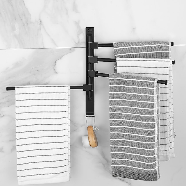  wieszak na ręczniki wieszak na szlafroki półka łazienkowa składany wielowarstwowy nowy design współczesny nowoczesny aluminium metal 1 szt. - łazienka 4-wieszak na ręczniki naścienny