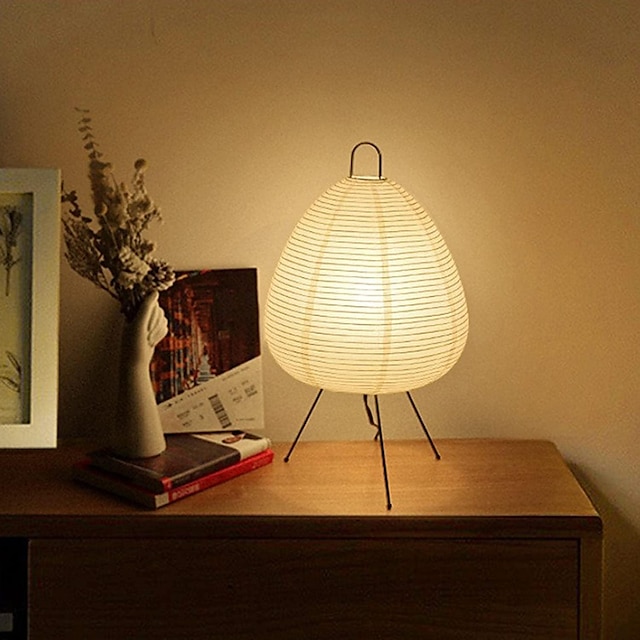  lampe en papier lampe de bureau rétro moderne design japonais abat-jour en papier LED lampe de bureau en papier de riz chez l'habitant chambre salon/restaurant décoration maison étude lampe de bureau