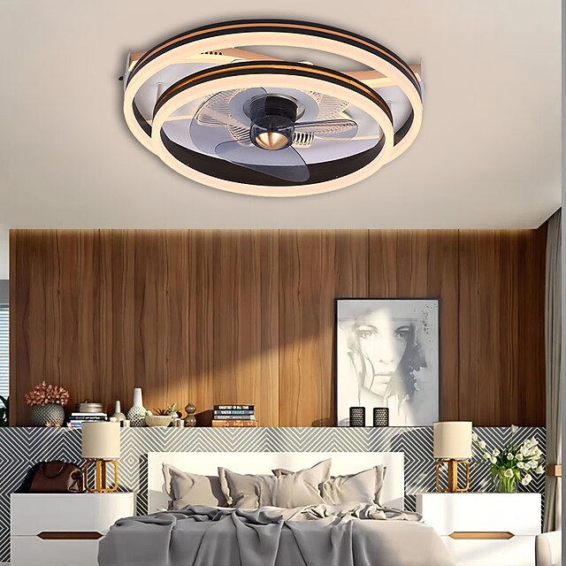  Ceiling Fans with Lights Flush Mount Low Profile Indoor Ceiling Fan,19.5