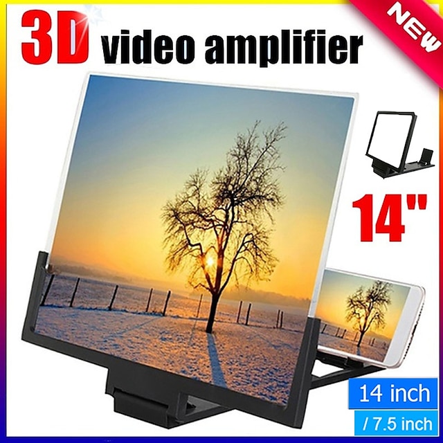  2023 New 14Inch /7.5Inch Mobile Phone Screen Magnifier Flat Screen 3D HD Radiation Protection Magnifying Glass Mobile Phone Holder