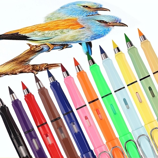  1 stk fargeblyanter - elegant og klassisk fargekombinasjon - 0,5 mm blekkfri metallpenn magiske blyanter for evig kunstverk halloween, takksigelse og julegave