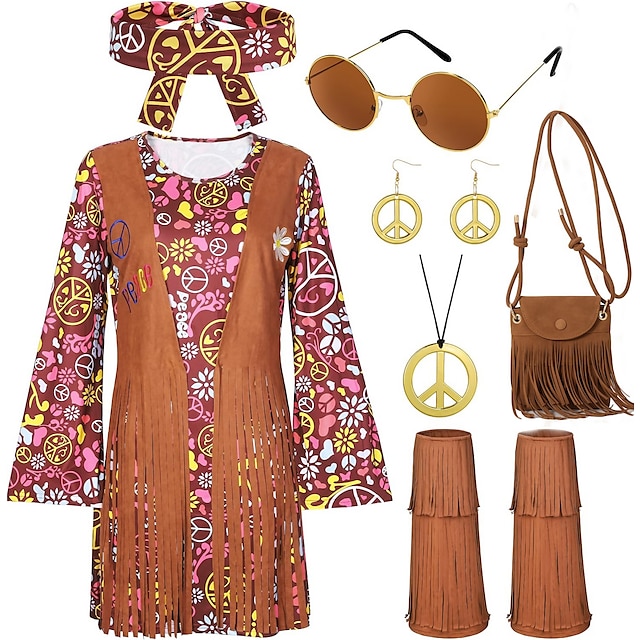 Retro Vintage 1970s Princess Outfits Party Costume Hippie Women's ...