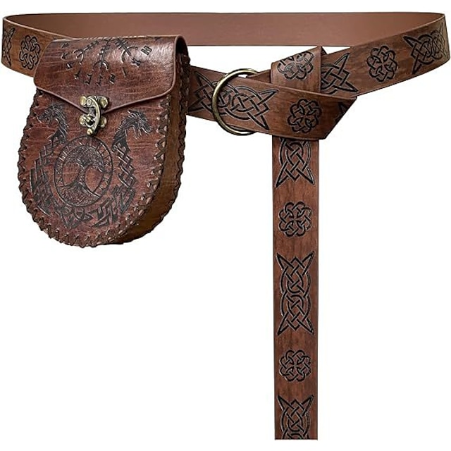 Medieval Cinturón Vikingo Unisexo Celta Vikingo Víspera de Todos los Santos Carnaval Rendimiento Fiesta LARP Adulto Cinturón Maleta