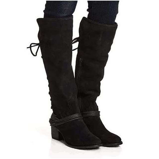 Women's Boots Plus Size Riding Boots Outdoor Daily Solid Color Knee ...