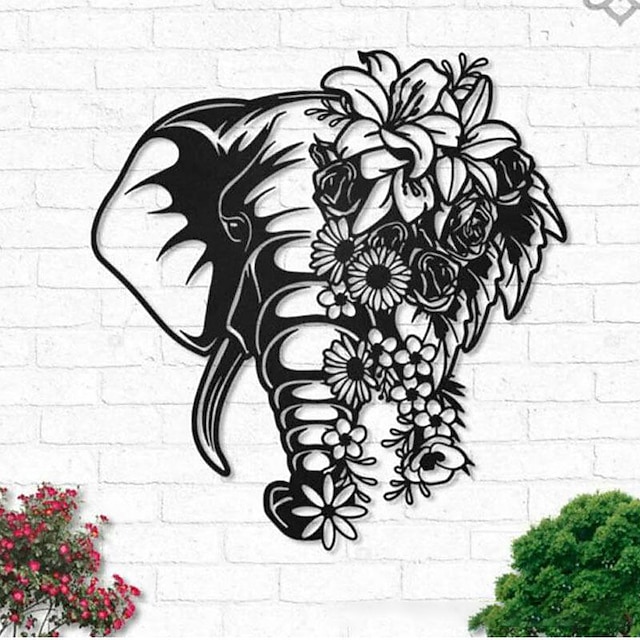  1pc arte de parede de metal elefante decoração ao ar livre escultura de parede à prova de ferrugem ideal para jardim, casa, casa de fazenda, pátio e quarto