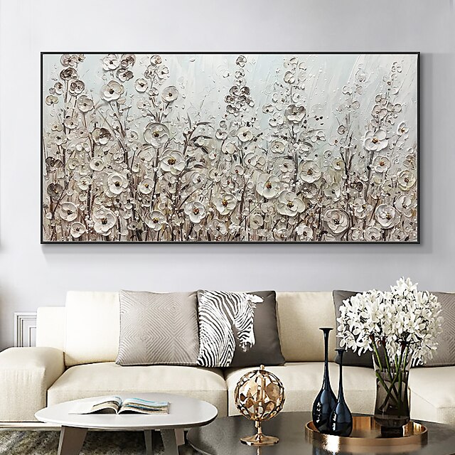  ręcznie malowany obraz olejny na płótnie dekoracja ścienna bardzo duża abstrakcyjna tekstura kwiaty współczesne do wystroju pokoju domowego zwinięty obraz bezramowy, nierozciągnięty