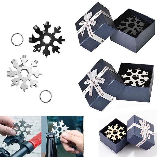  18 em 1 forma octogonal em forma de floco de neve multi-função chave de fenda porca peças de ferramentas com caixa de presente natal presente