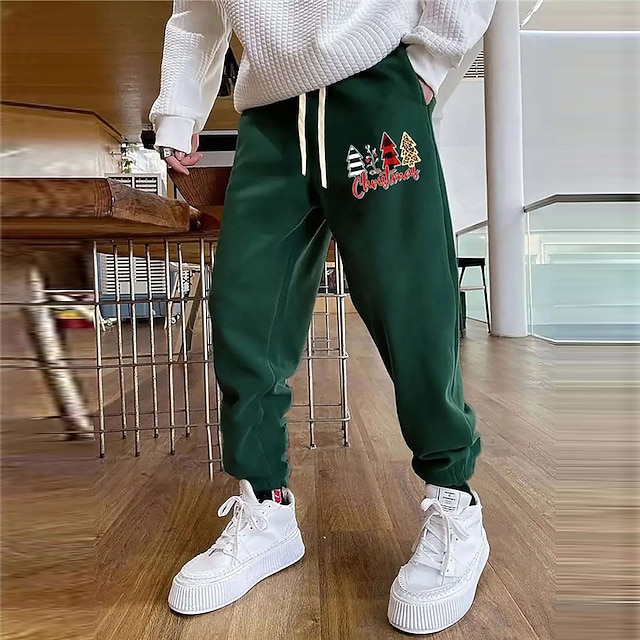  Vánoční stromek Abstraktní Pánské 3D tisk Tepláky Běžci Kalhoty Venkovní ulice Běžné / Denní Vánoce Polyester Černá Zelená Šedá S M L Středně vysoký pas Pružnost Kalhoty