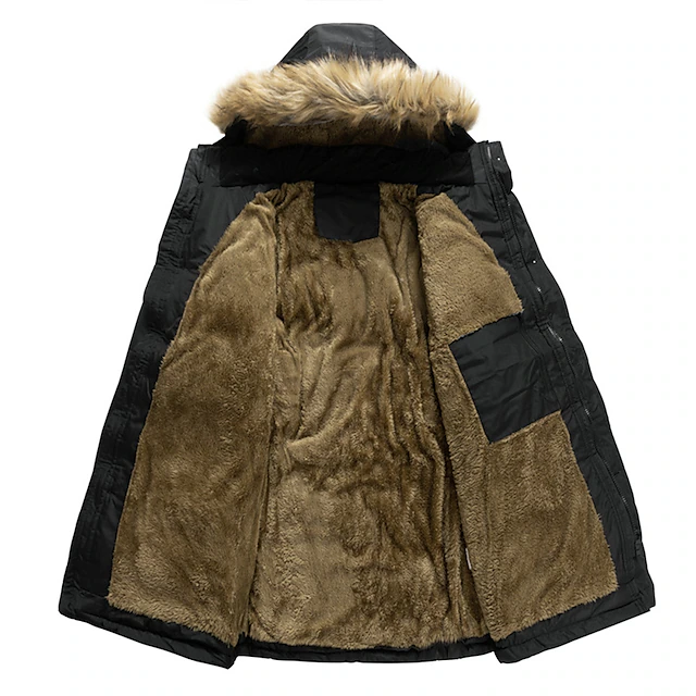 Men's Winter Coat Parka Fur Trim Zipper Pocket Office & Career Date ...