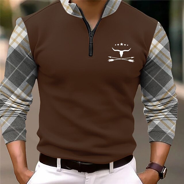 2024 Autumn Mens Long Sleeve Zipper Polo Shirts