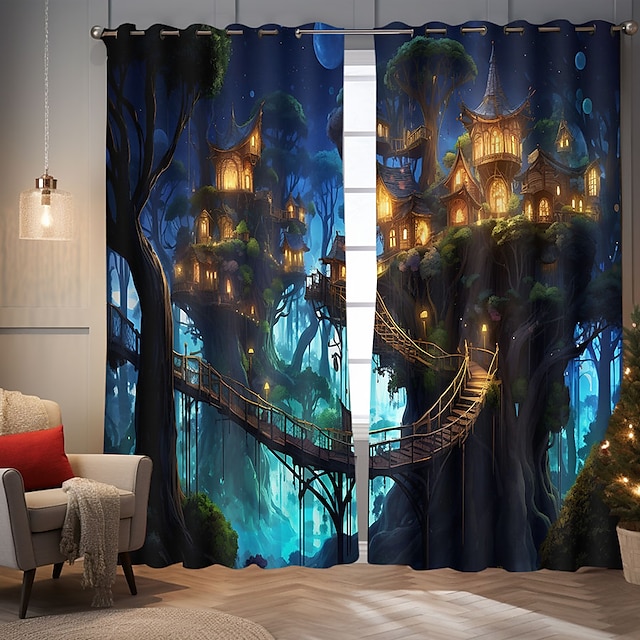  Blackout Curtains, Curtains for Bedroom Living Room Thermal Insulated Curtains, Window Treatments Patterned Drapes Panels