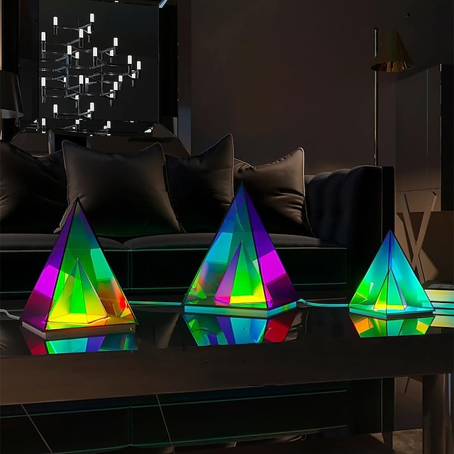  3D Art Cube Acrylic Lamp, Infinity Cube Light, Colorful Rechargeable Modern Night Light for Bedroom Living Room Party Dinner Decoration Creative Lights 110-240V