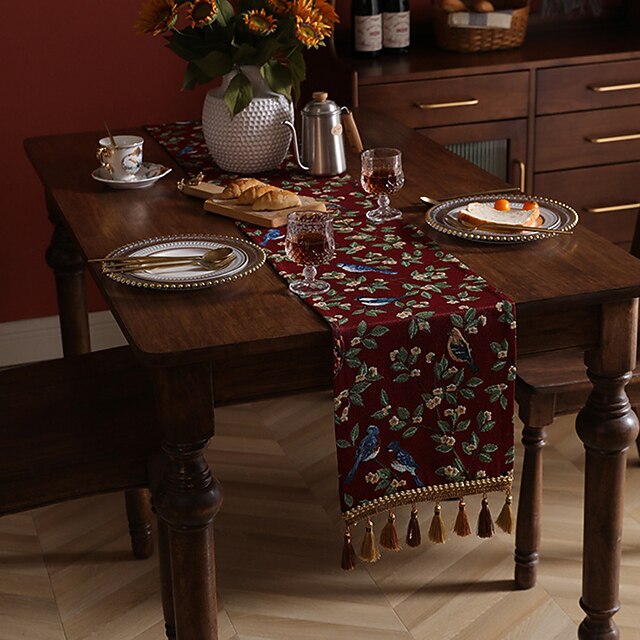 Luxury Vintage Table Runners Long Embroidered Jacquard Table Runner
